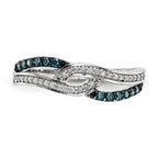 Sterling Silver Blue and White Diamond Ring
