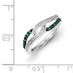 Sterling Silver Blue and White Diamond Ring