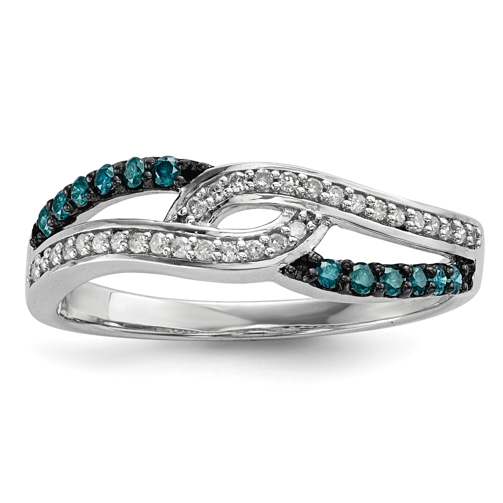 Sterling Silver Blue and White Diamond Ring Main image