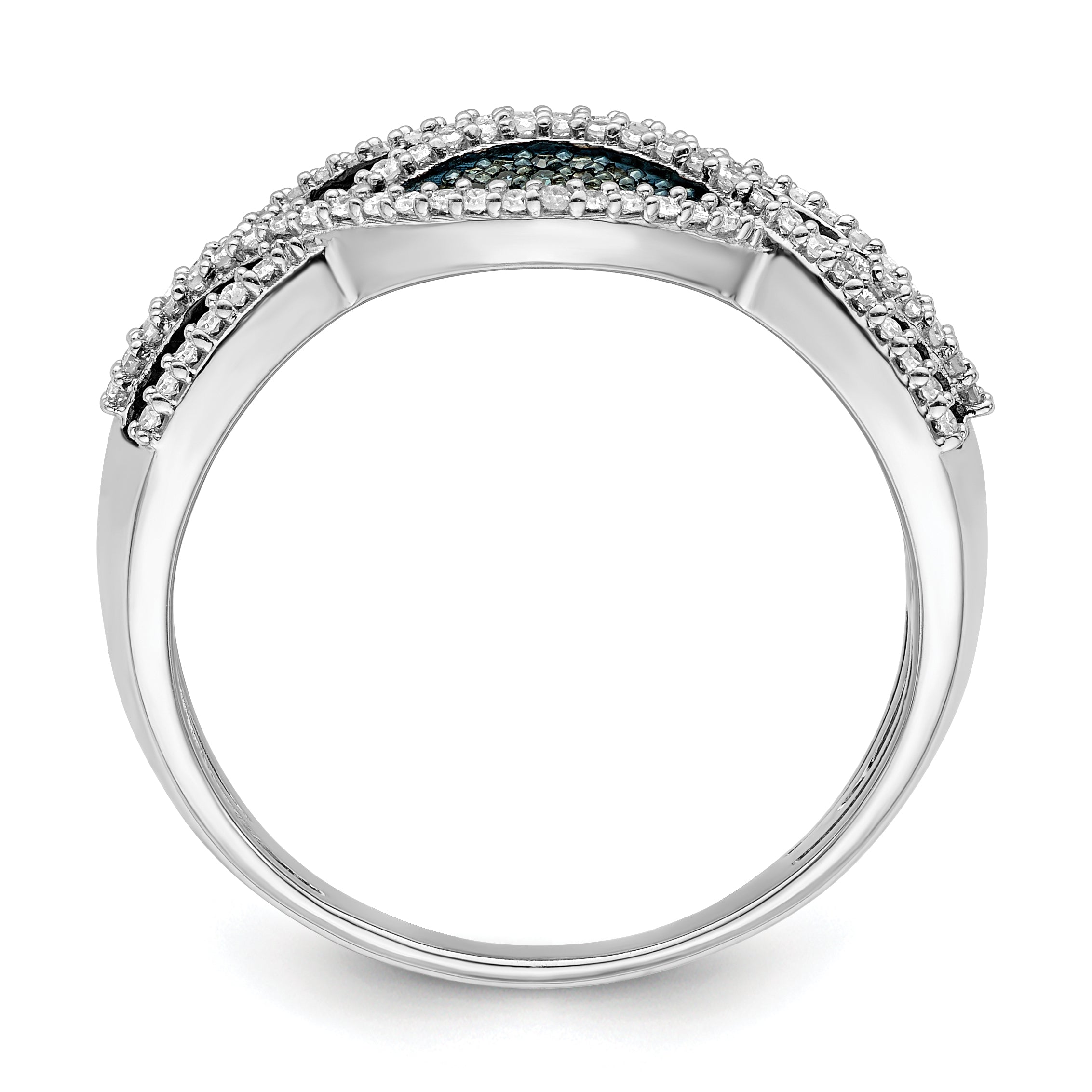 Sterling Silver Rhod Plated Blue and White Diamond Ring Secondary image