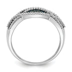 Sterling Silver Rhod Plated Blue and White Diamond Ring