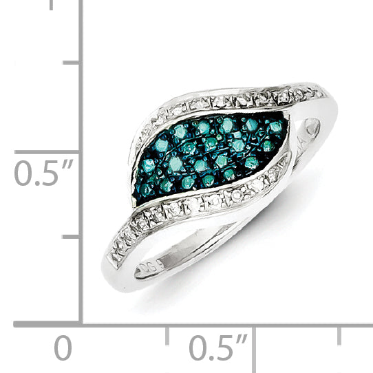 Sterling Silver Blue Diamond Fancy Marquise Ring