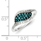Sterling Silver Blue Diamond Fancy Marquise Ring