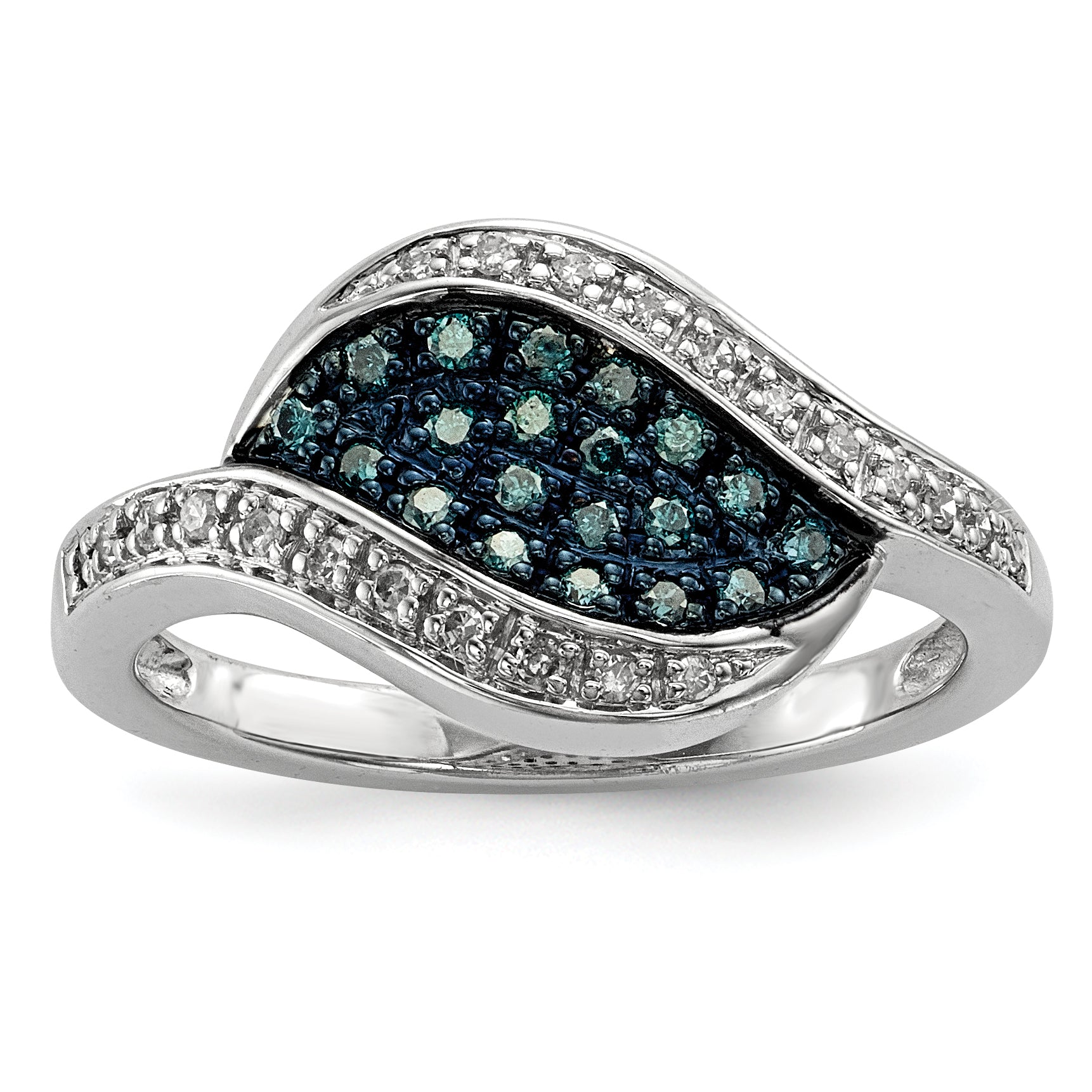 Sterling Silver Blue Diamond Fancy Marquise Ring Main image