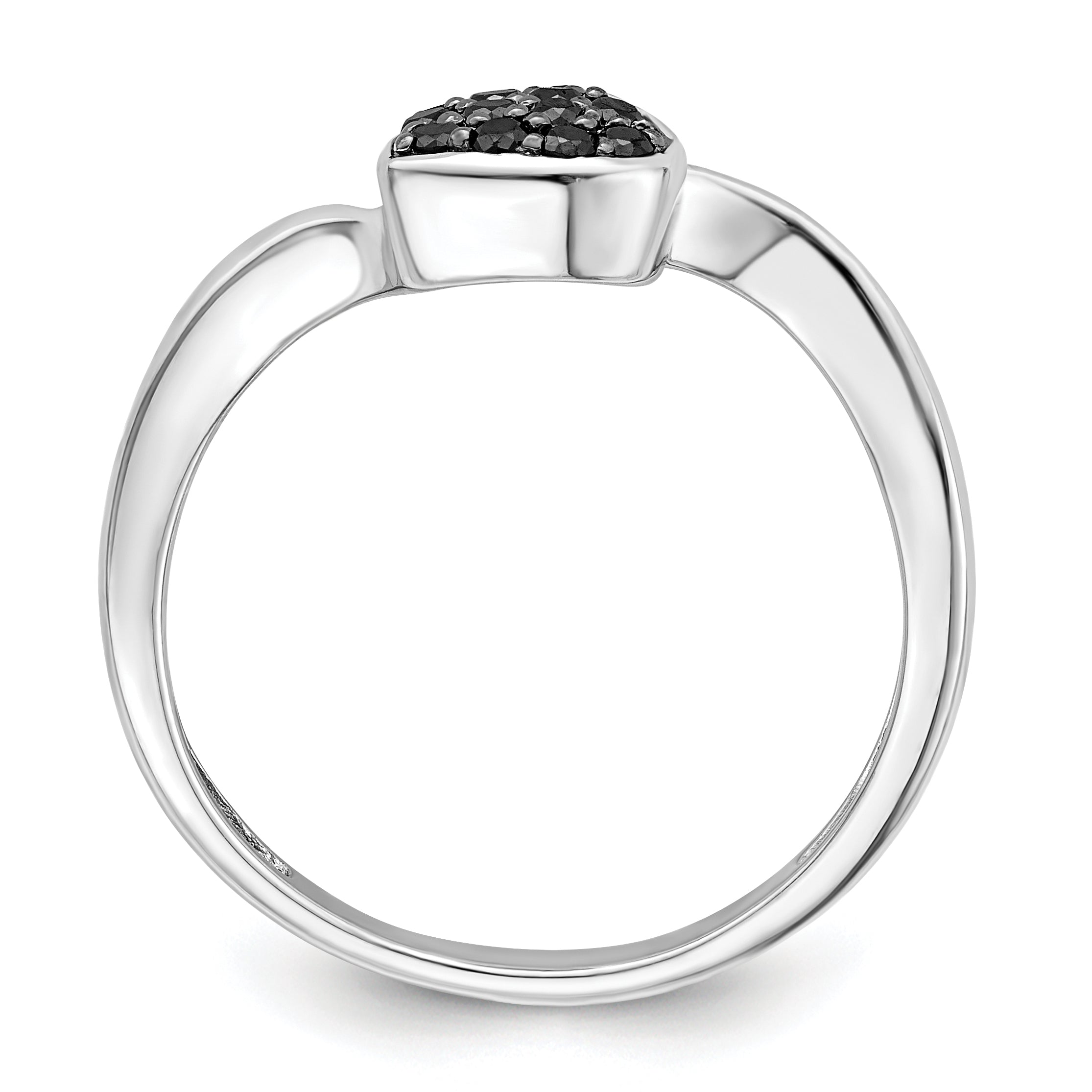 White Night Sterling Silver Rhodium-plated Black Diamond Heart Ring Secondary image