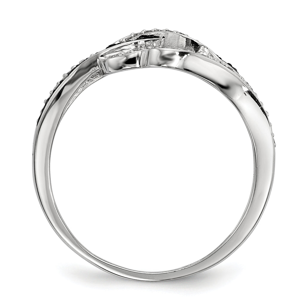 Sterling Silver Black and White Diamond Ring