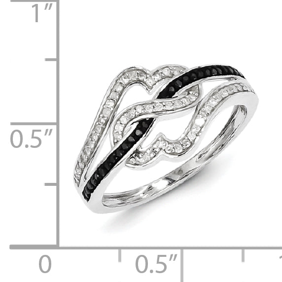 Sterling Silver Black and White Diamond Ring