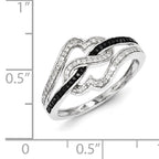 Sterling Silver Black and White Diamond Ring