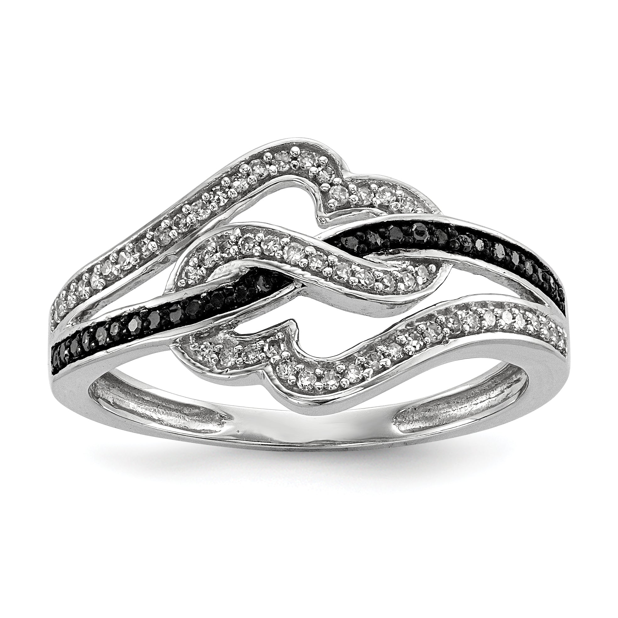 Sterling Silver Black and White Diamond Ring Main image