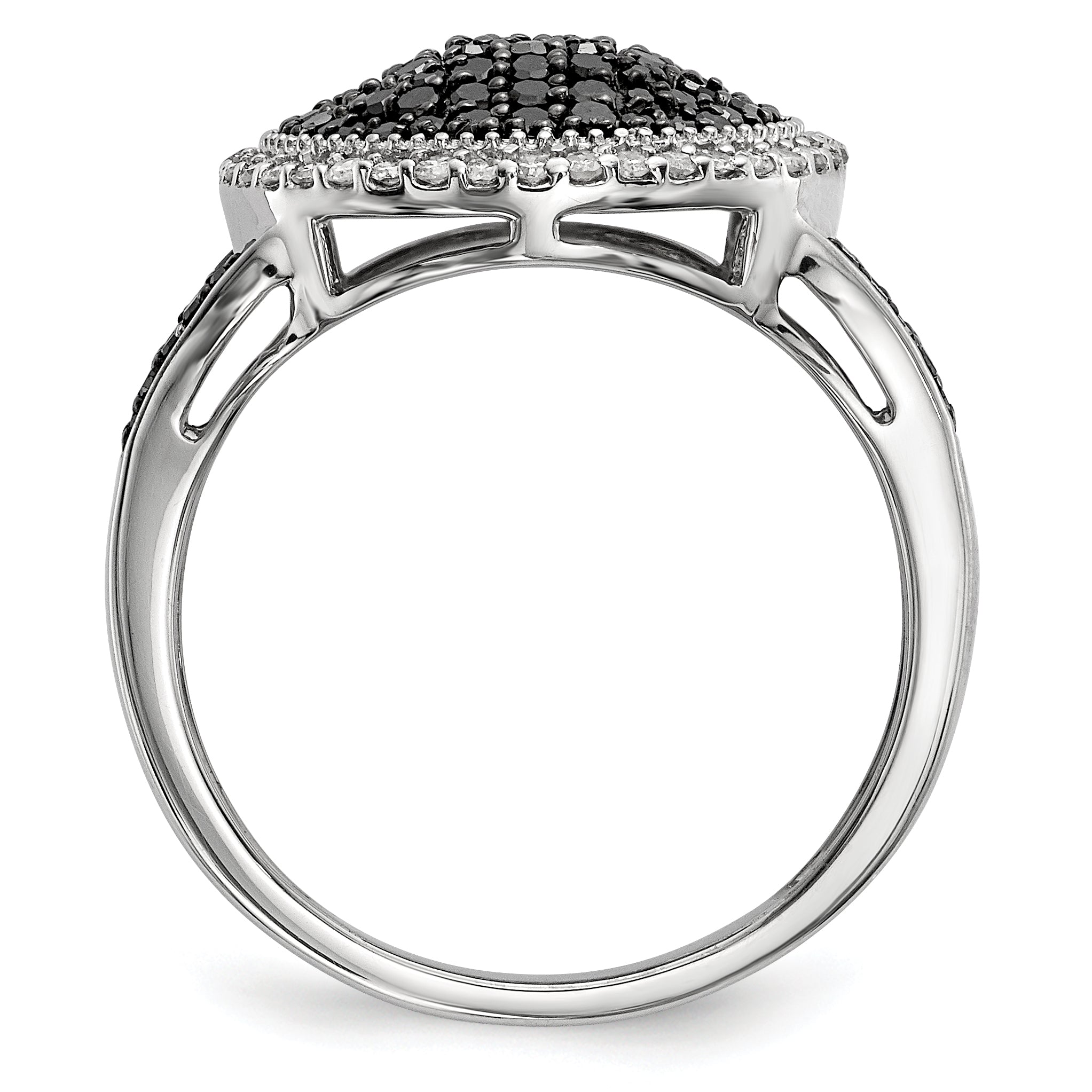 White Night Sterling Silver Rhodium-plated Black and White Diamond Round Ring Secondary image