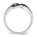 White Night Sterling Silver Rhodium-Plated Black and White Diamond Ring