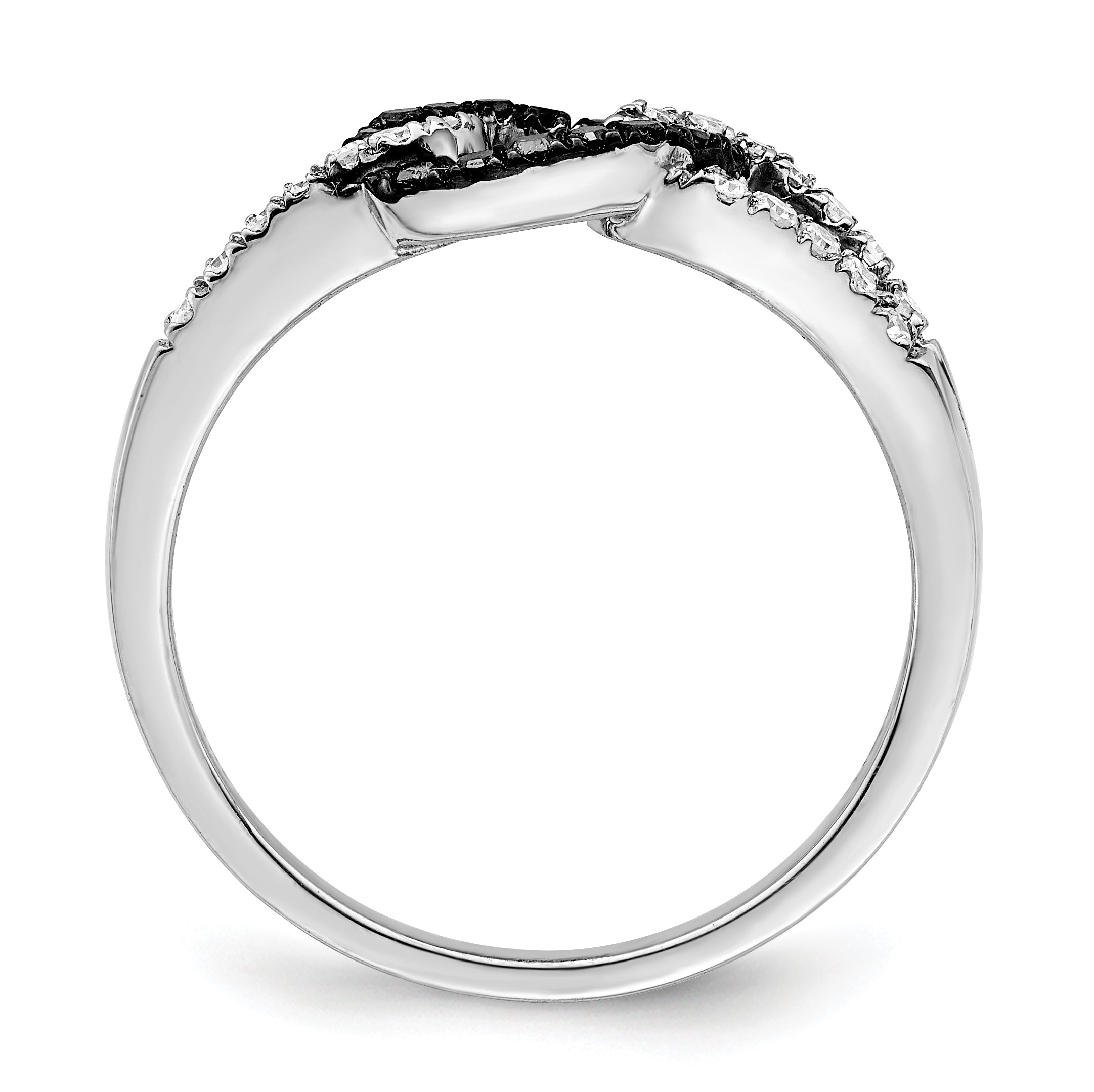 White Night Sterling Silver Rhodium-Plated Black and White Diamond Ring