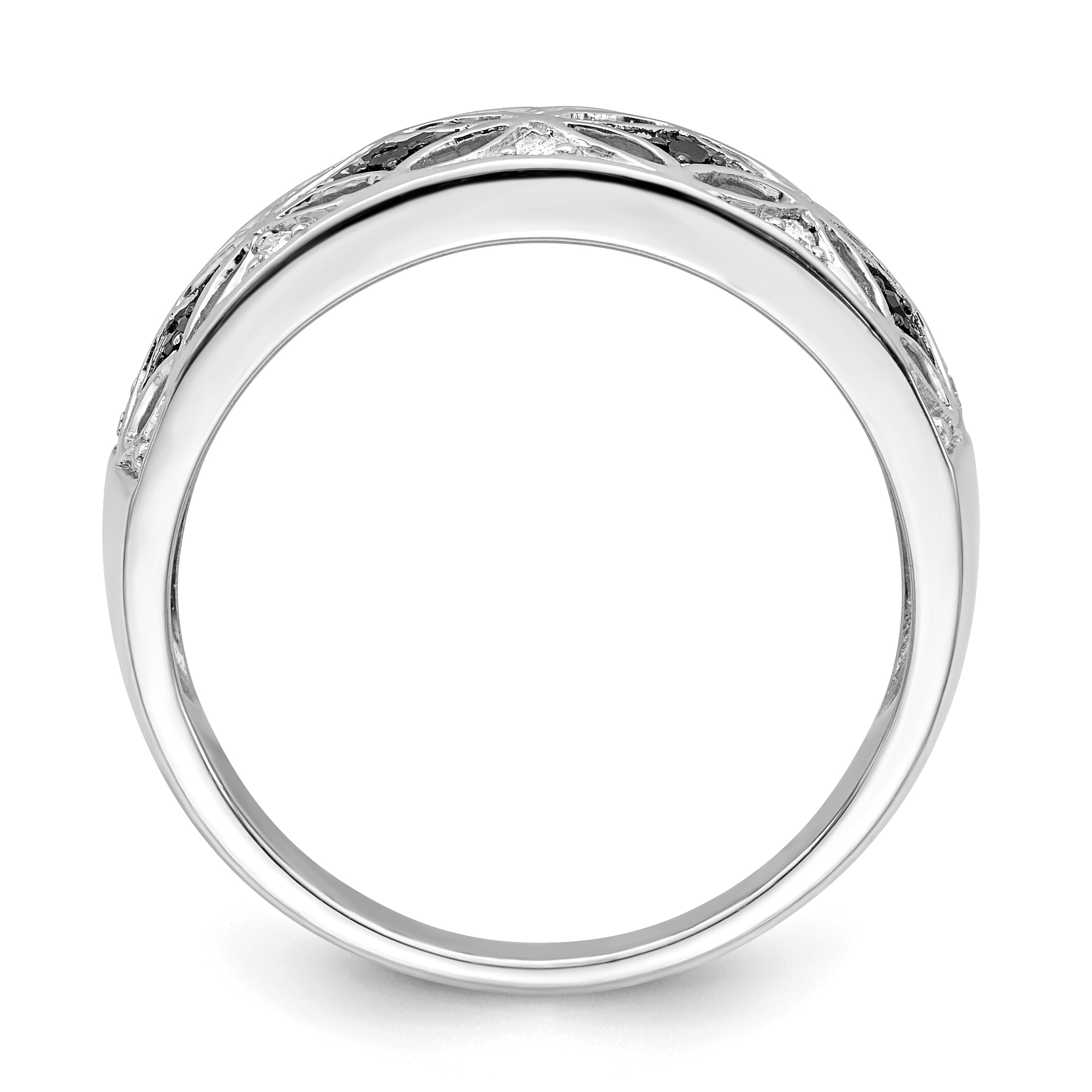 White Night Sterling Silver Rhodium-plated Black and White Diamond Ring Secondary image