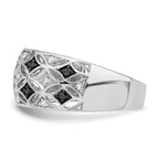 White Night Sterling Silver Rhodium-plated Black and White Diamond Ring