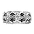 White Night Sterling Silver Rhodium-plated Black and White Diamond Ring