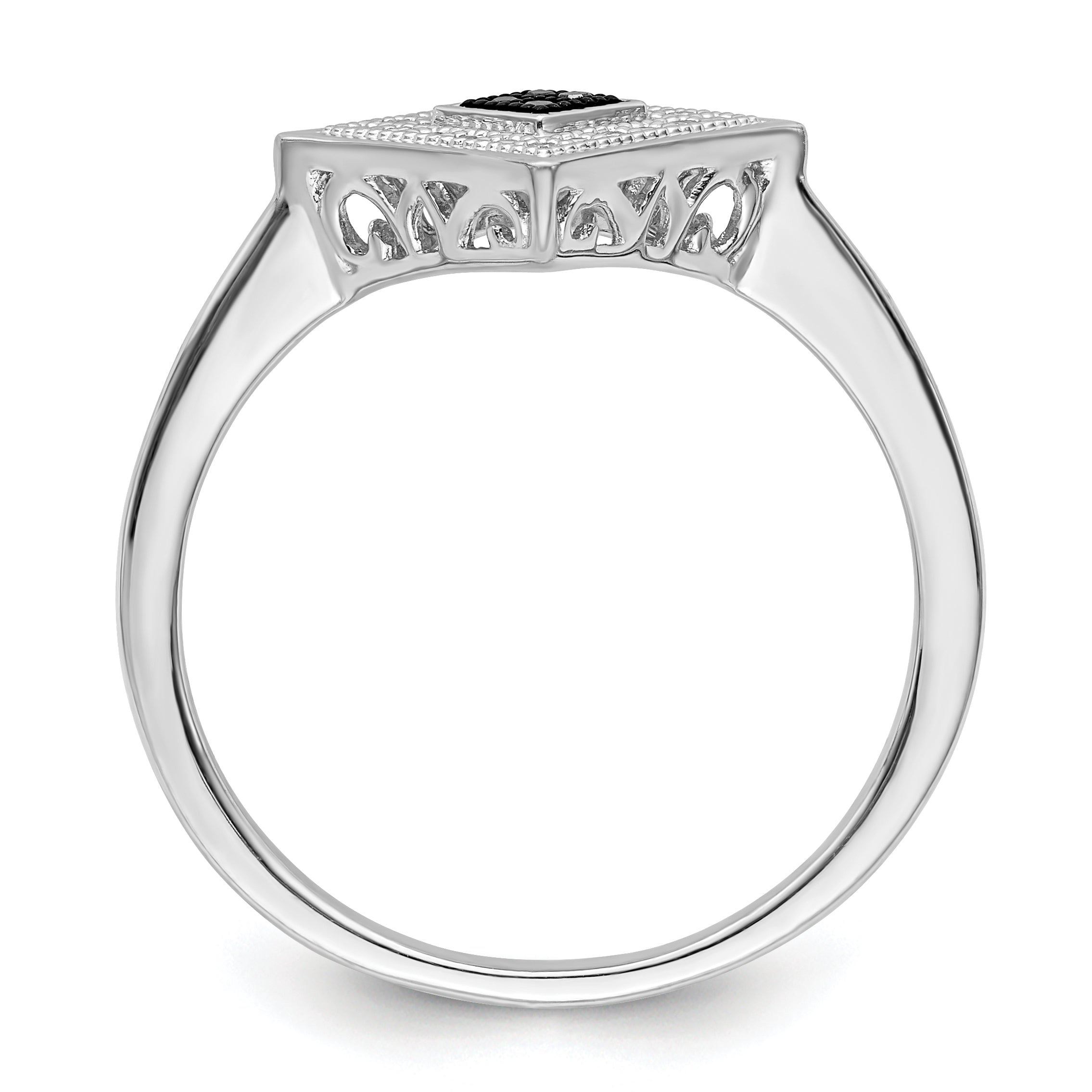 White Night Sterling Silver Rhodium-plated Black and White Diamond Ring Secondary image