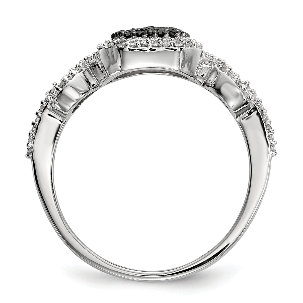 Sterling Silver Black and White Diamond Ring