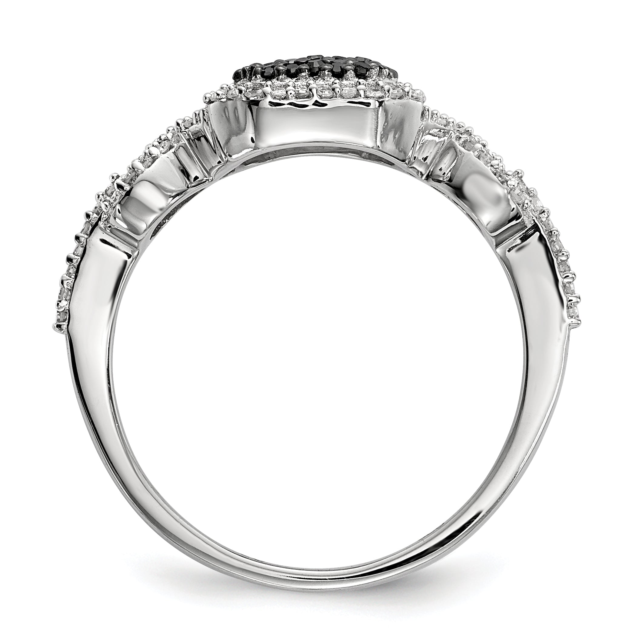 Sterling Silver Black and White Diamond Ring