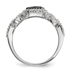 Sterling Silver Black and White Diamond Ring