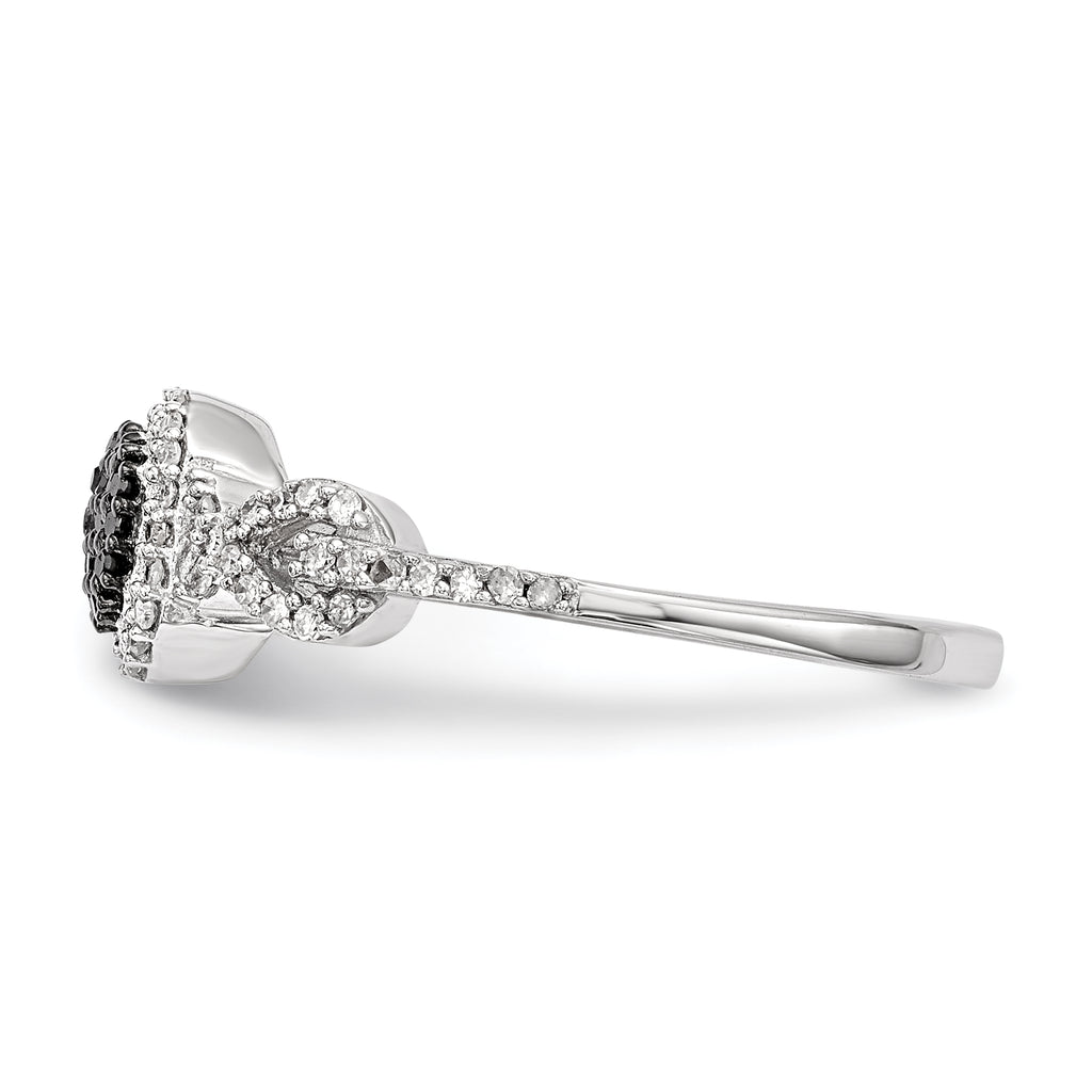Sterling Silver Black and White Diamond Ring
