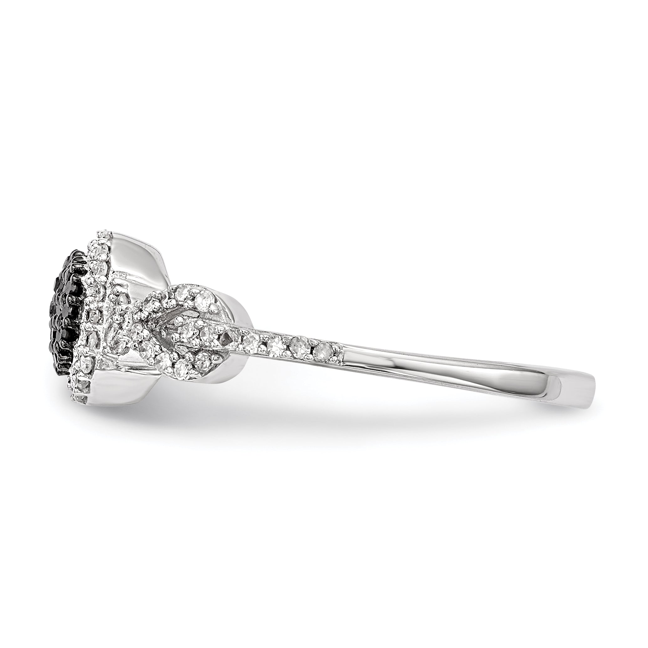 Sterling Silver Black and White Diamond Ring