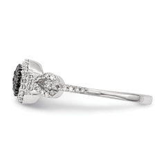 Sterling Silver Black and White Diamond Ring