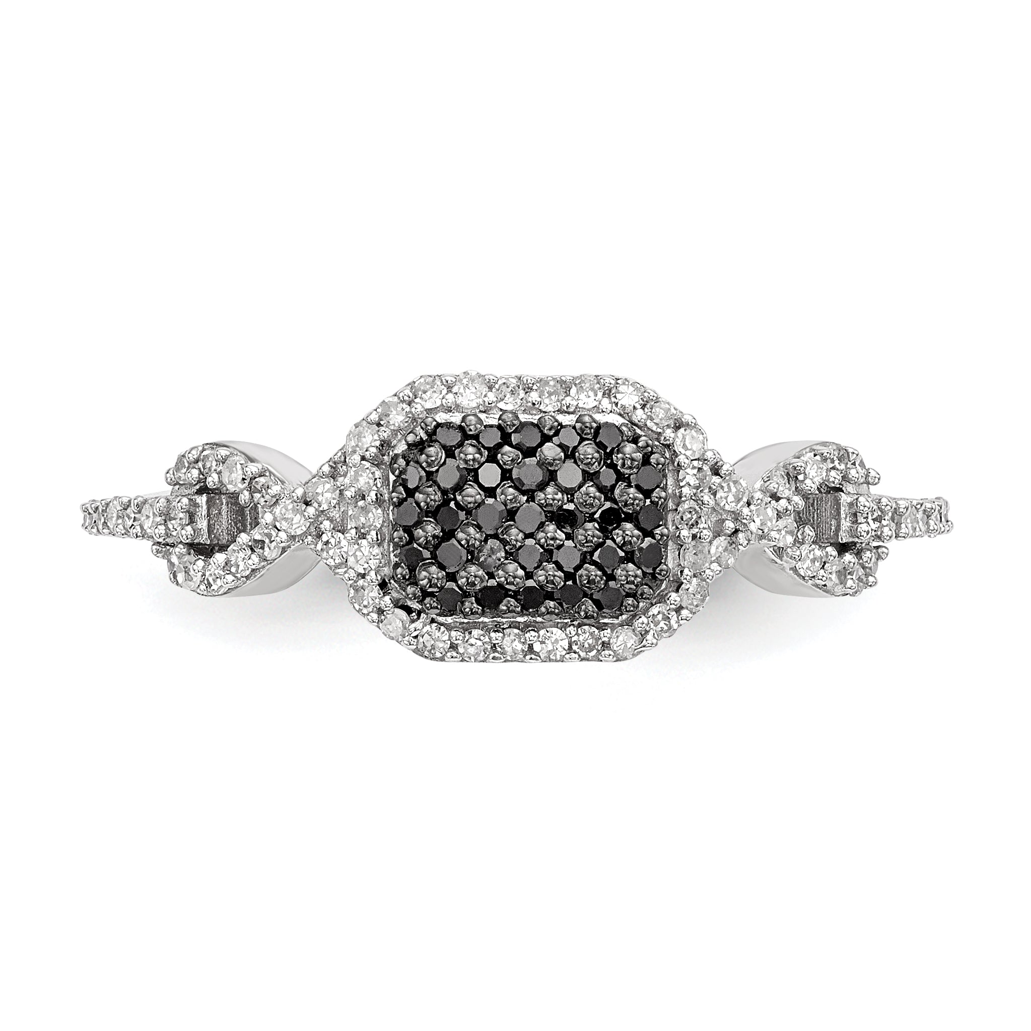 Sterling Silver Black and White Diamond Ring