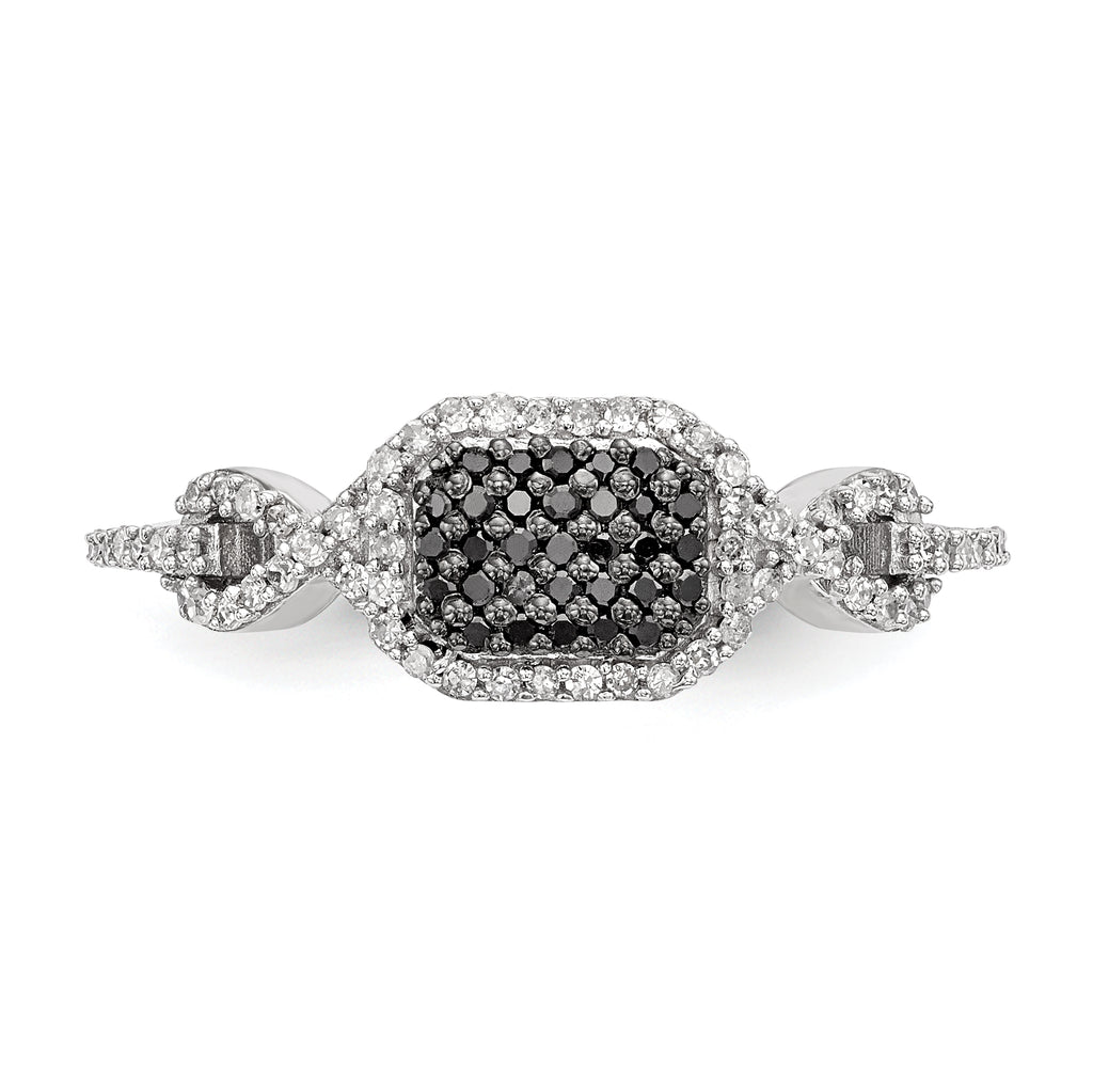 Sterling Silver Black and White Diamond Ring