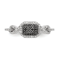 Sterling Silver Black and White Diamond Ring