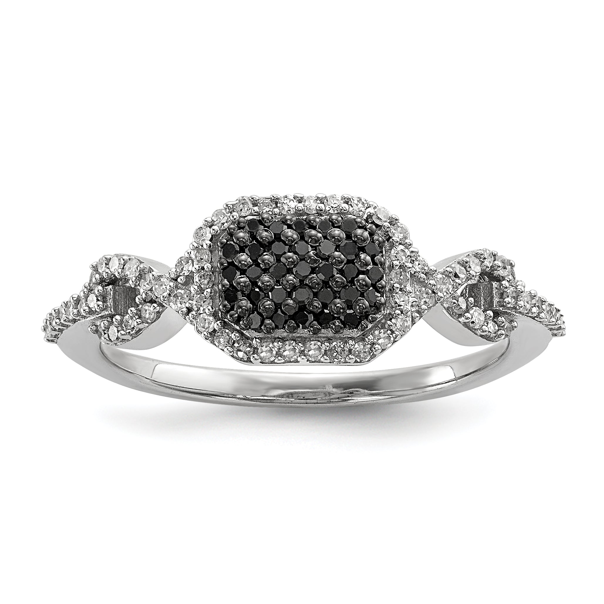 Sterling Silver Black and White Diamond Ring Main image