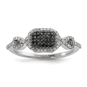 Sterling Silver Black and White Diamond Ring