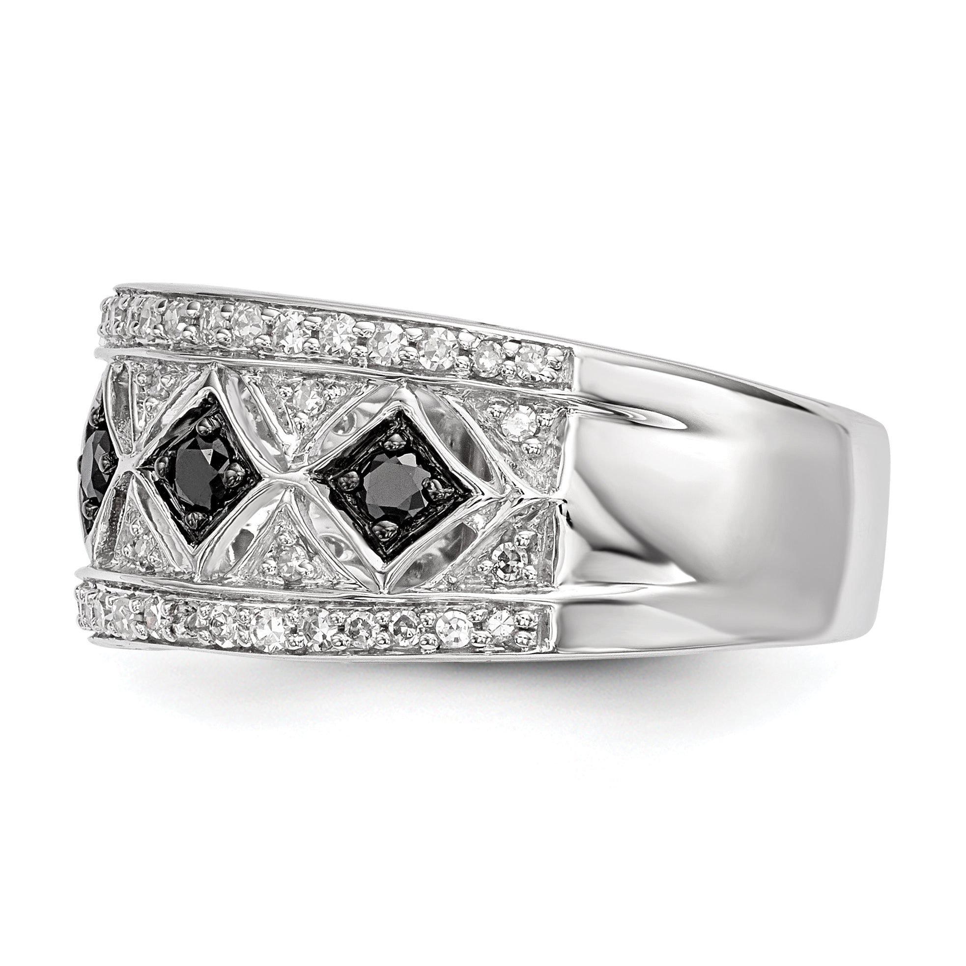Sterling Silver Black/White Diamond Ring