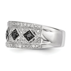 Sterling Silver Black/White Diamond Ring