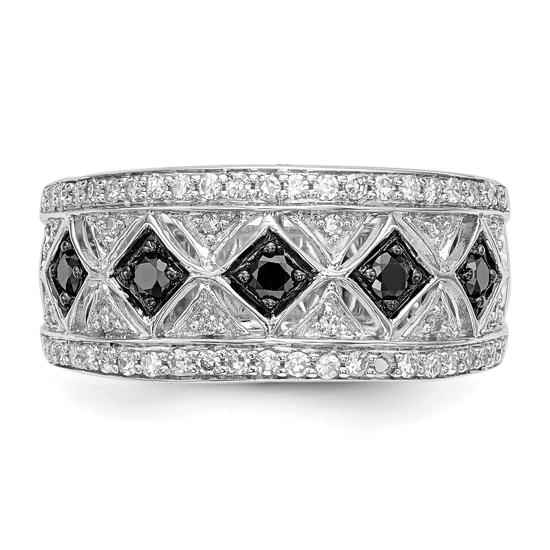 Sterling Silver Black/White Diamond Ring
