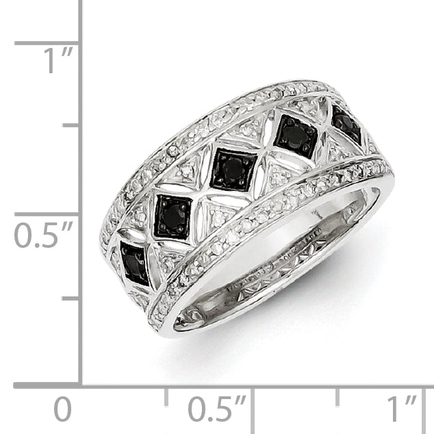 Sterling Silver Black/White Diamond Ring