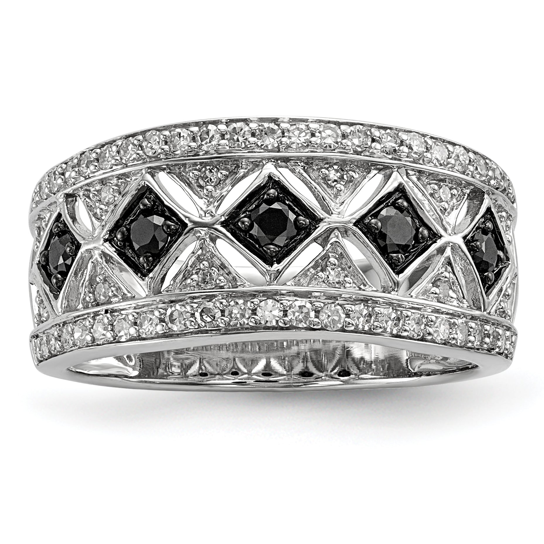 Sterling Silver Black/White Diamond Ring Main image