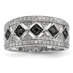 Sterling Silver Black/White Diamond Ring