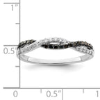 White Night Sterling Silver Rhodium-plated Black and White Criss Cross Diamond Ring