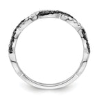 White Night Sterling Silver Rhodium-plated Black and White Criss Cross Diamond Ring