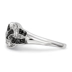 White Night Sterling Silver Rhodium-plated Black and White Diamond Intertwined Ring