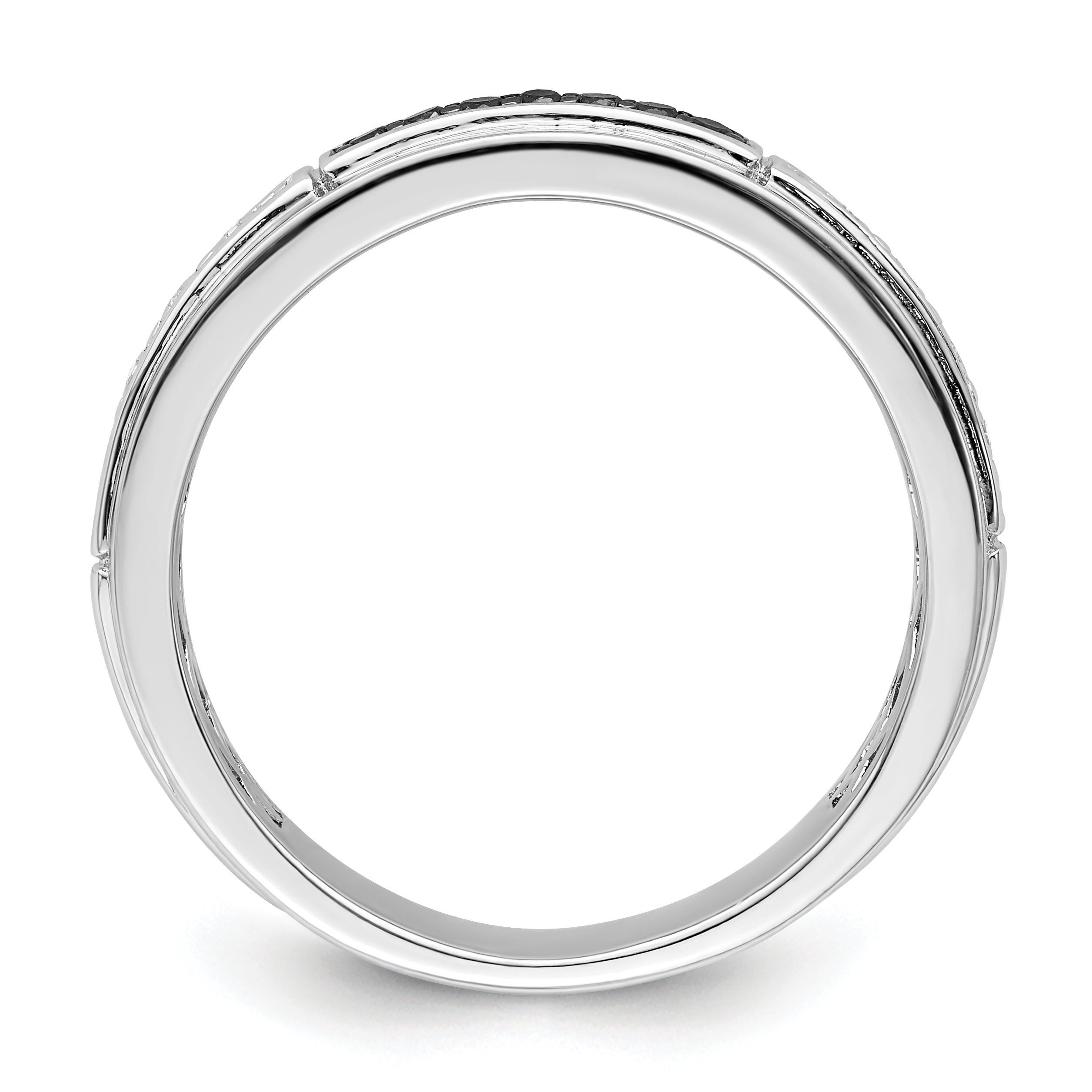 White Night Sterling Silver Rhodium-plated White and Black Diamond Men's Ring Secondary image
