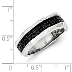 White Night Sterling Silver Rhodium-plated Black Diamond Men's Ring
