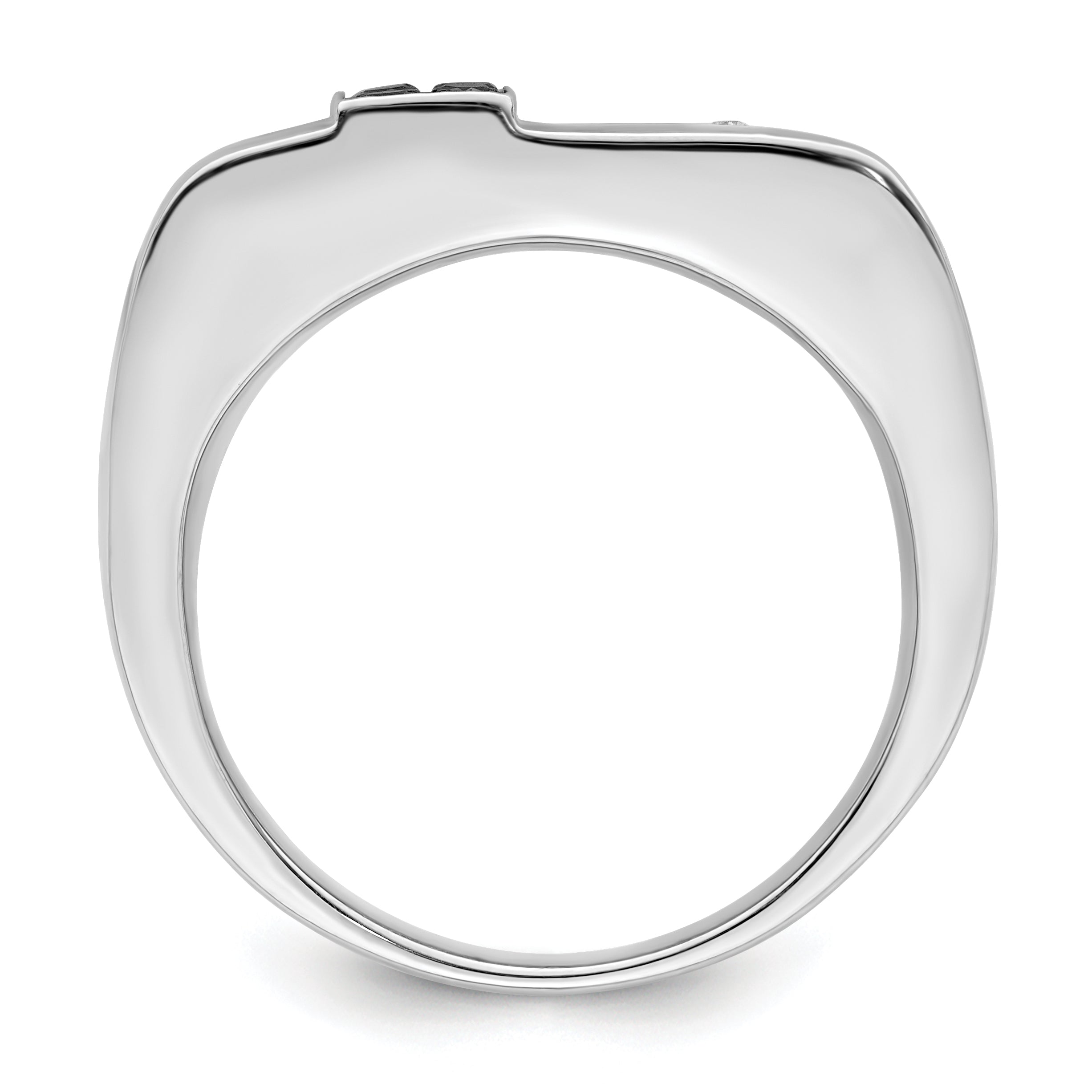 White Night Sterling Silver Rhodium-plated Black and White Diamond Men's Ring Secondary image