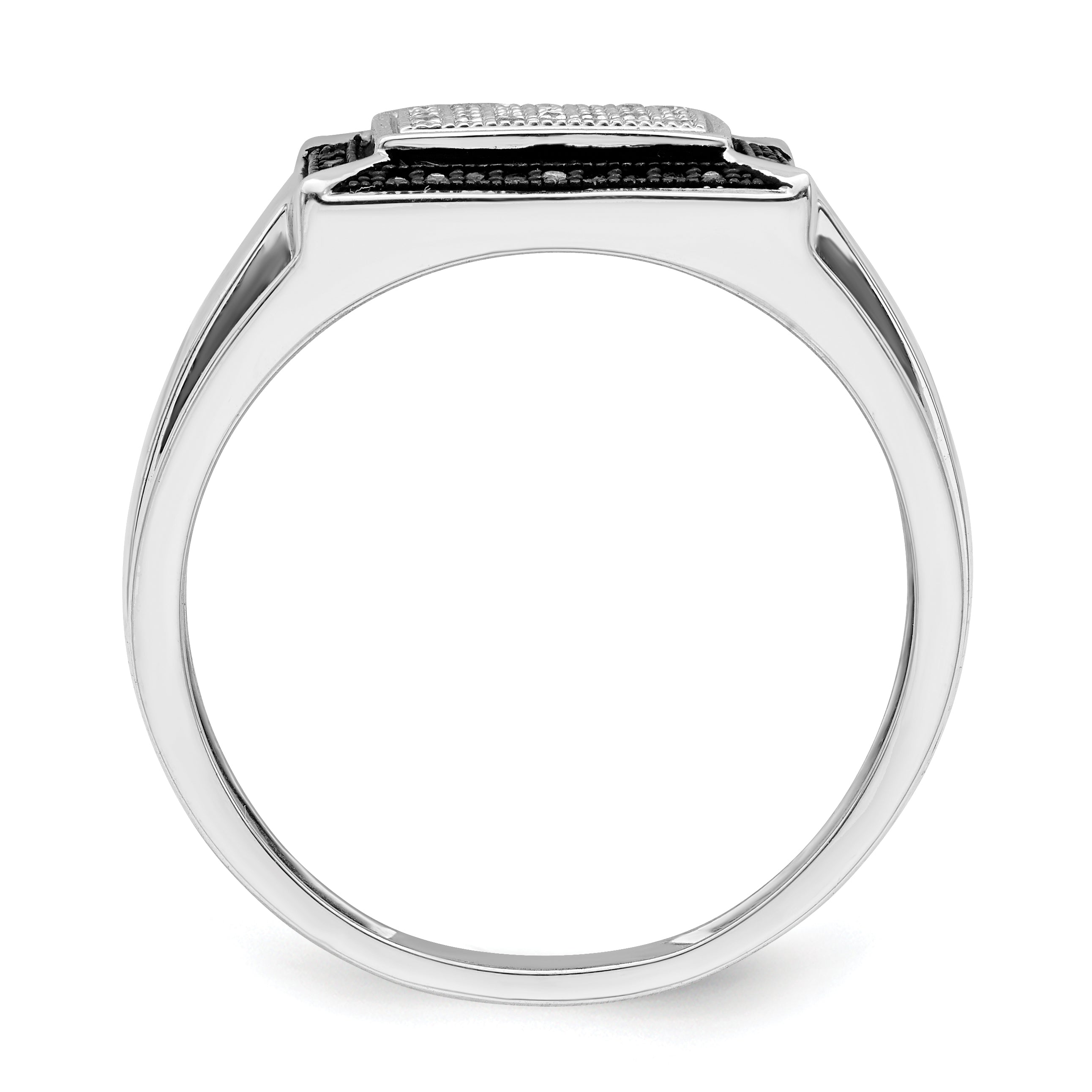 Sterling Silver Rhodium Plated Black and White Diamond Men's Ring Secondary image
