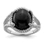 Sterling Silver Rhodium-plated Onyx and Diamond Ring
