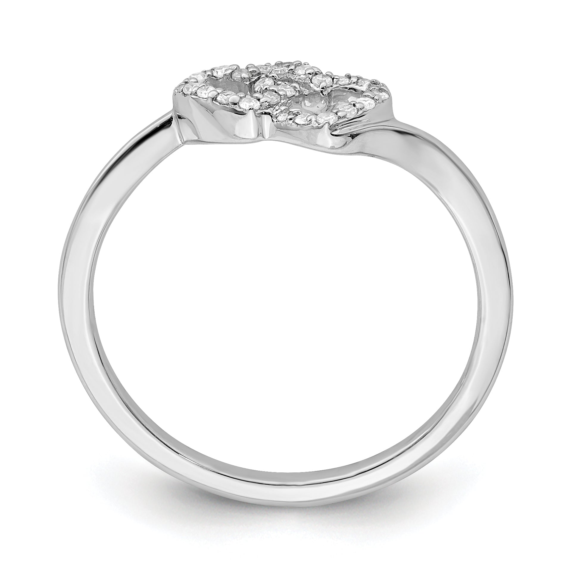 Sterling Silver Rhodium Plated Diamond Double Heart Promise Ring Secondary image