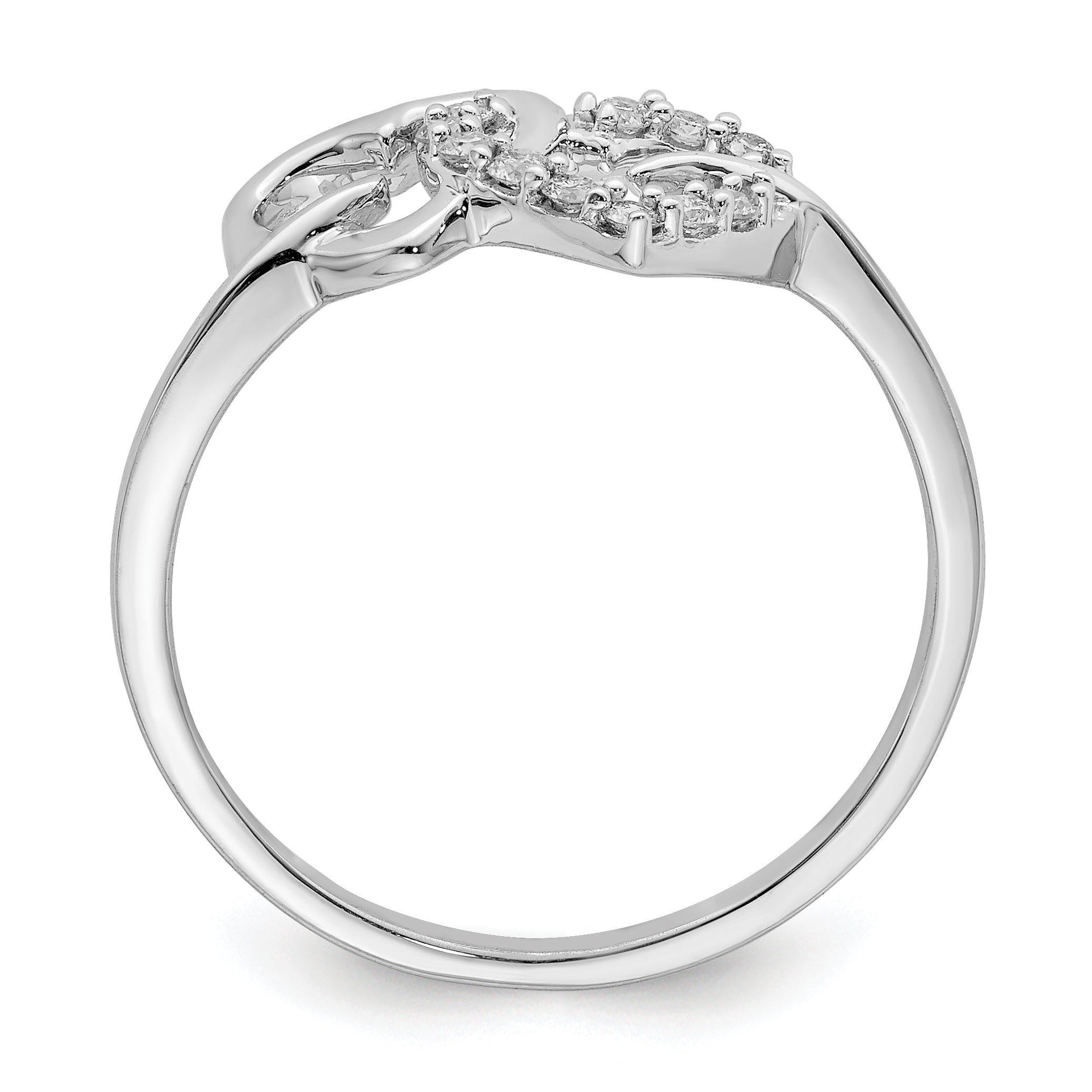 Sterling Silver Rhodium Plated Diamond Double Heart Ring Secondary image