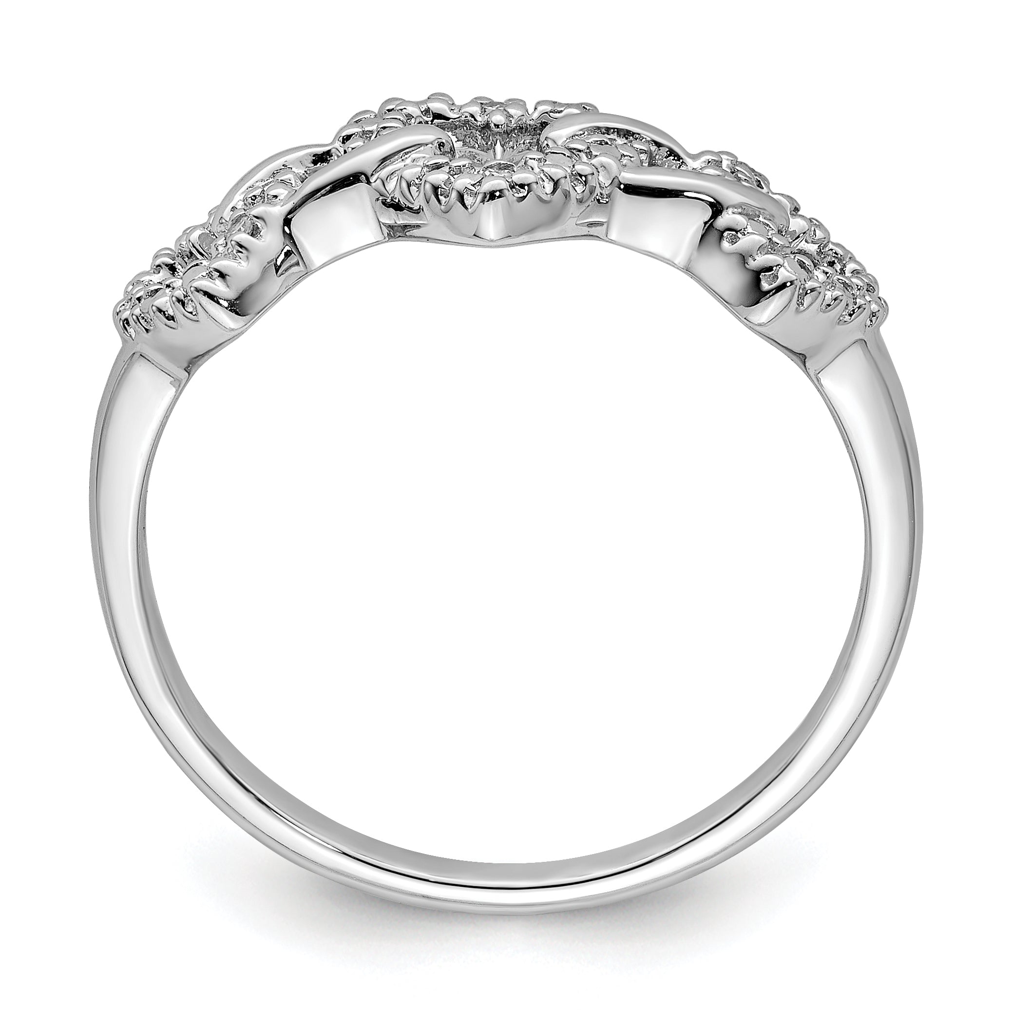 Sterling Silver Rhodium Plated Diamond Triple Heart Ring Secondary image