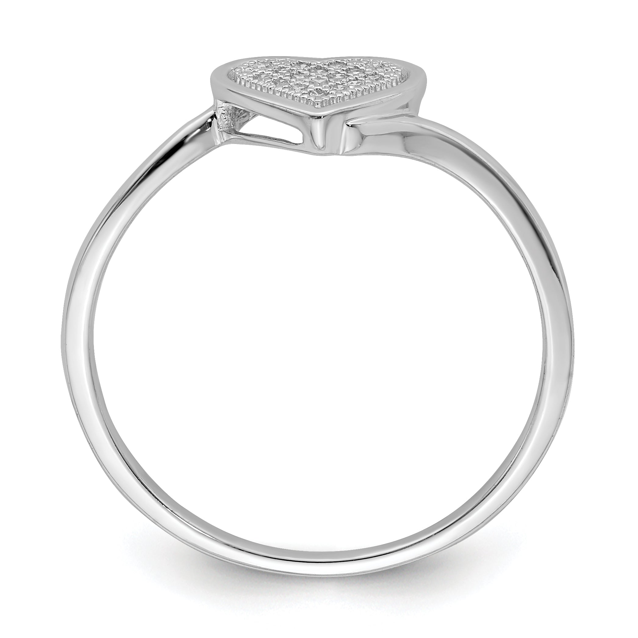 Sterling Silver Rhodium Plated Diamond Heart Ring Secondary image