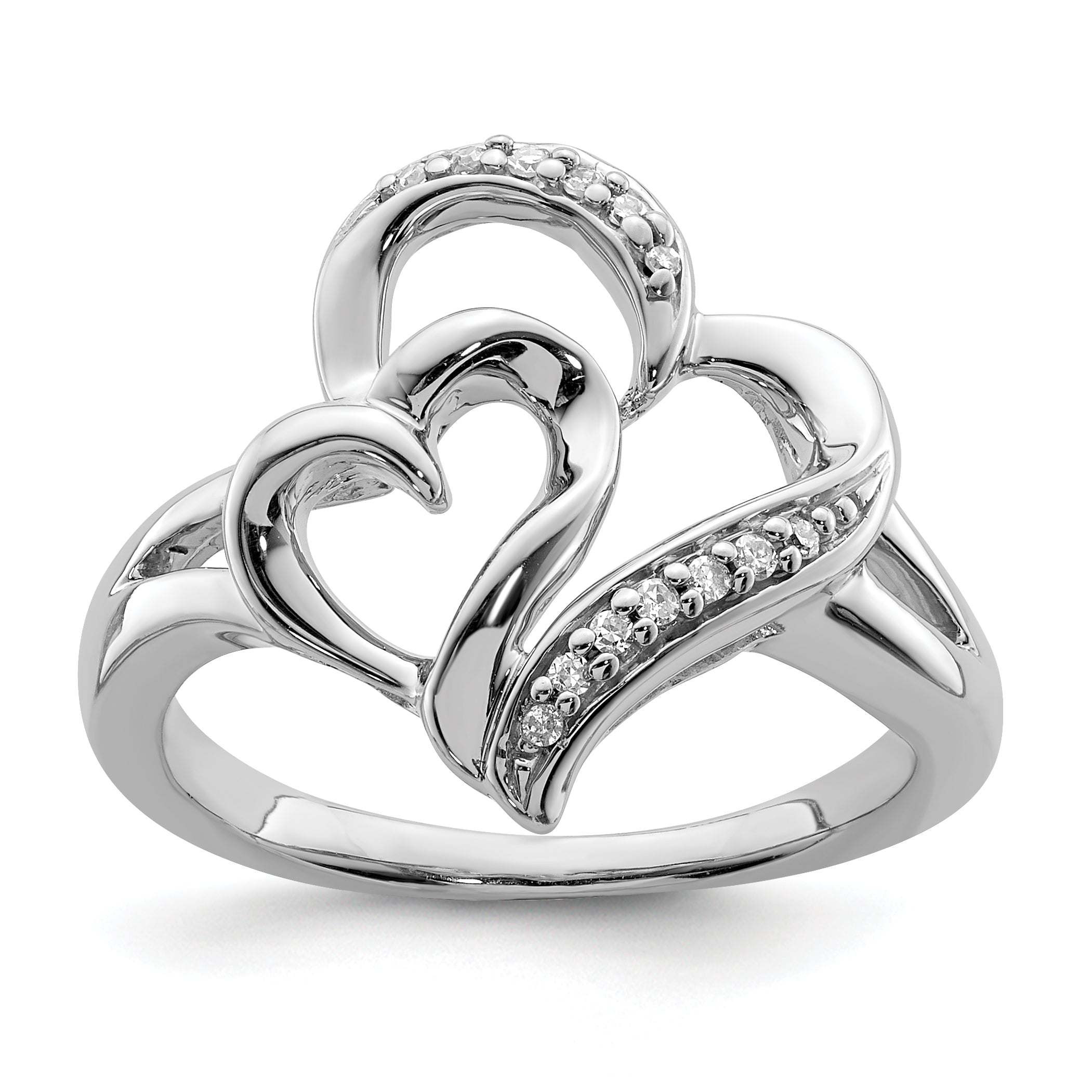 Sterling Silver Rhodium Diam. Heart Ring Main image